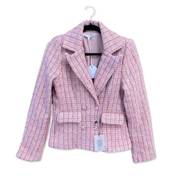 NWT More To Come Ashtyn Tweed Blazer in Baby Pink Revolve S - Picture 6 of 11